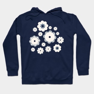 Beige flowers on a dark blue Hoodie